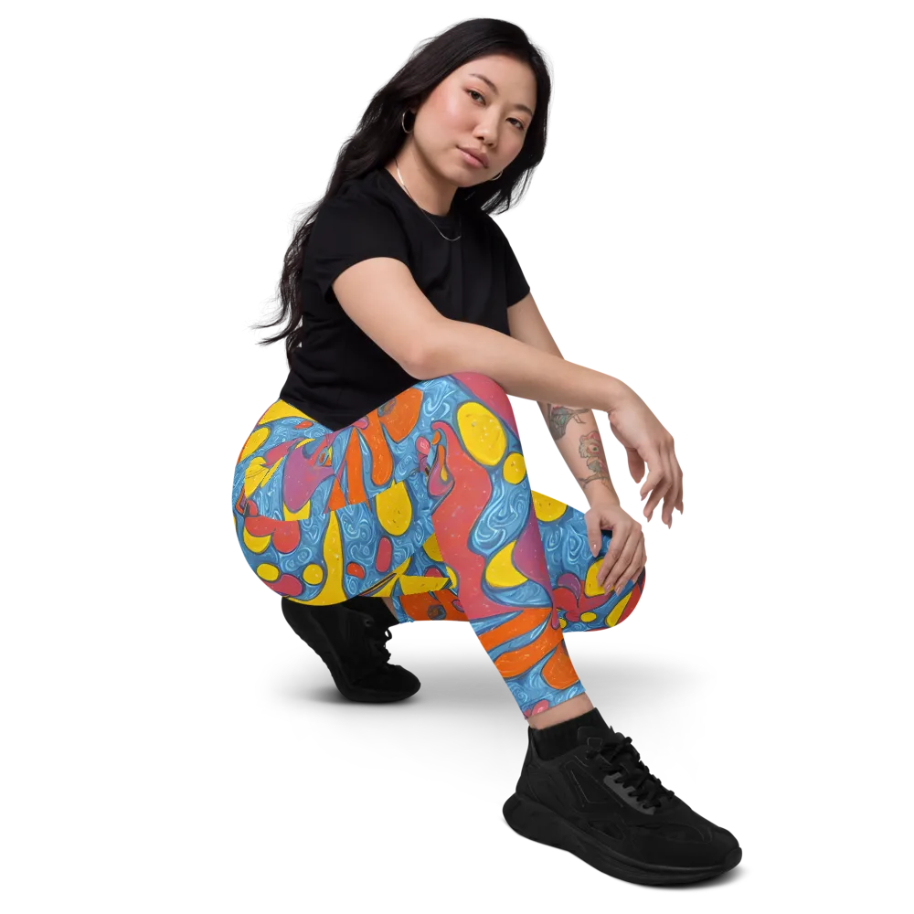 Surreal Splash on Leggings with Pockets — Right Front