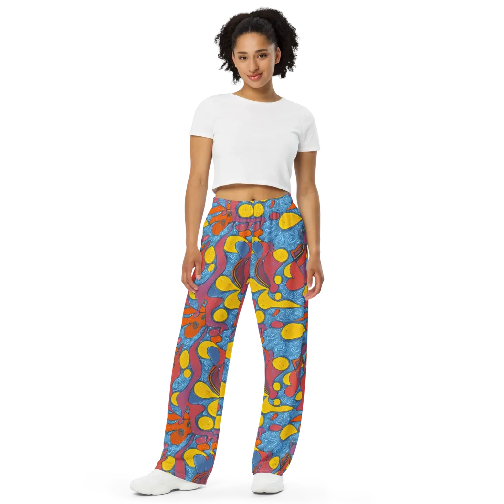 Surreal Splash on Wide-Leg Pants — Front