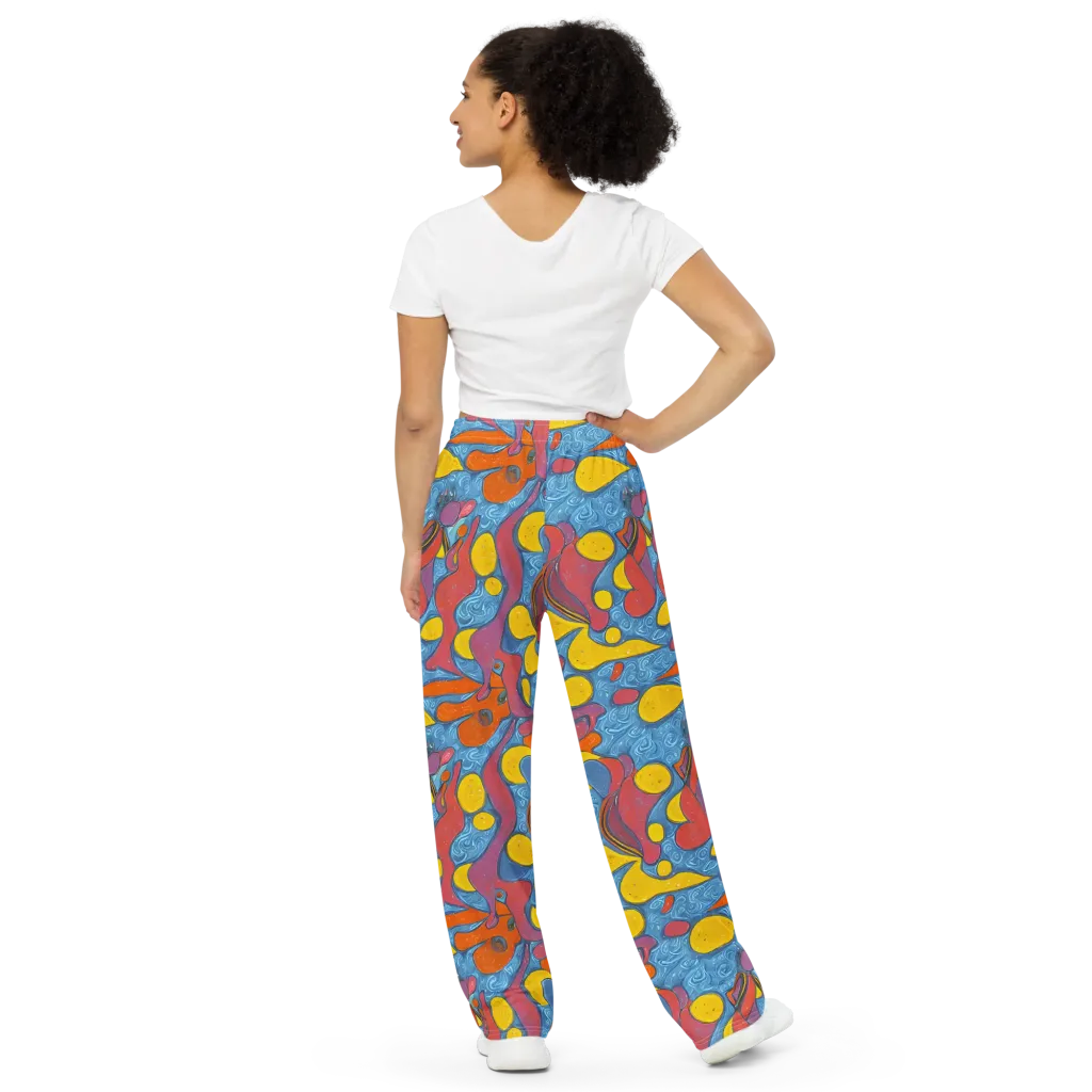 Surreal Splash on Wide-Leg Pants — Back