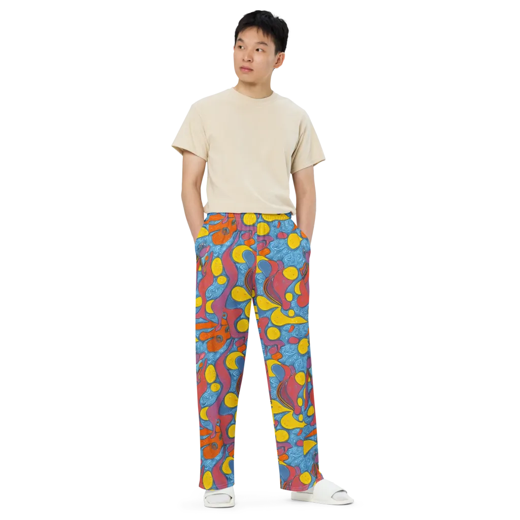 Surreal Splash on Wide-Leg Pants — Front
