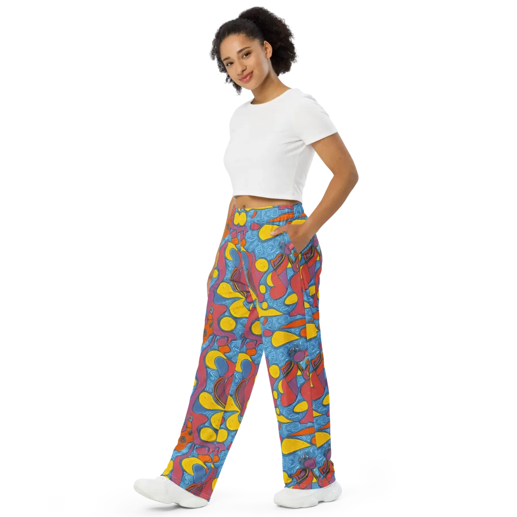 Surreal Splash on Wide-Leg Pants — Left Front