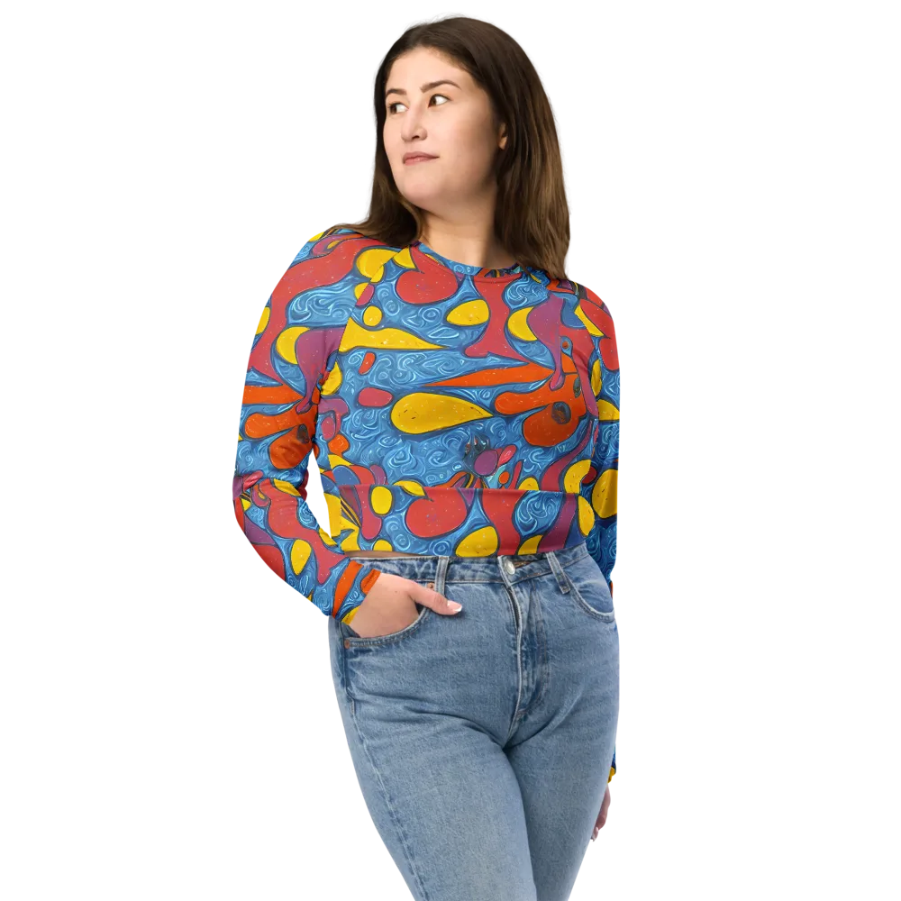 Surreal Splash on Long Sleeve Crop Top — Front