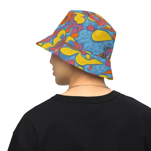 Surreal Splash on a Reversible Bucket Hat