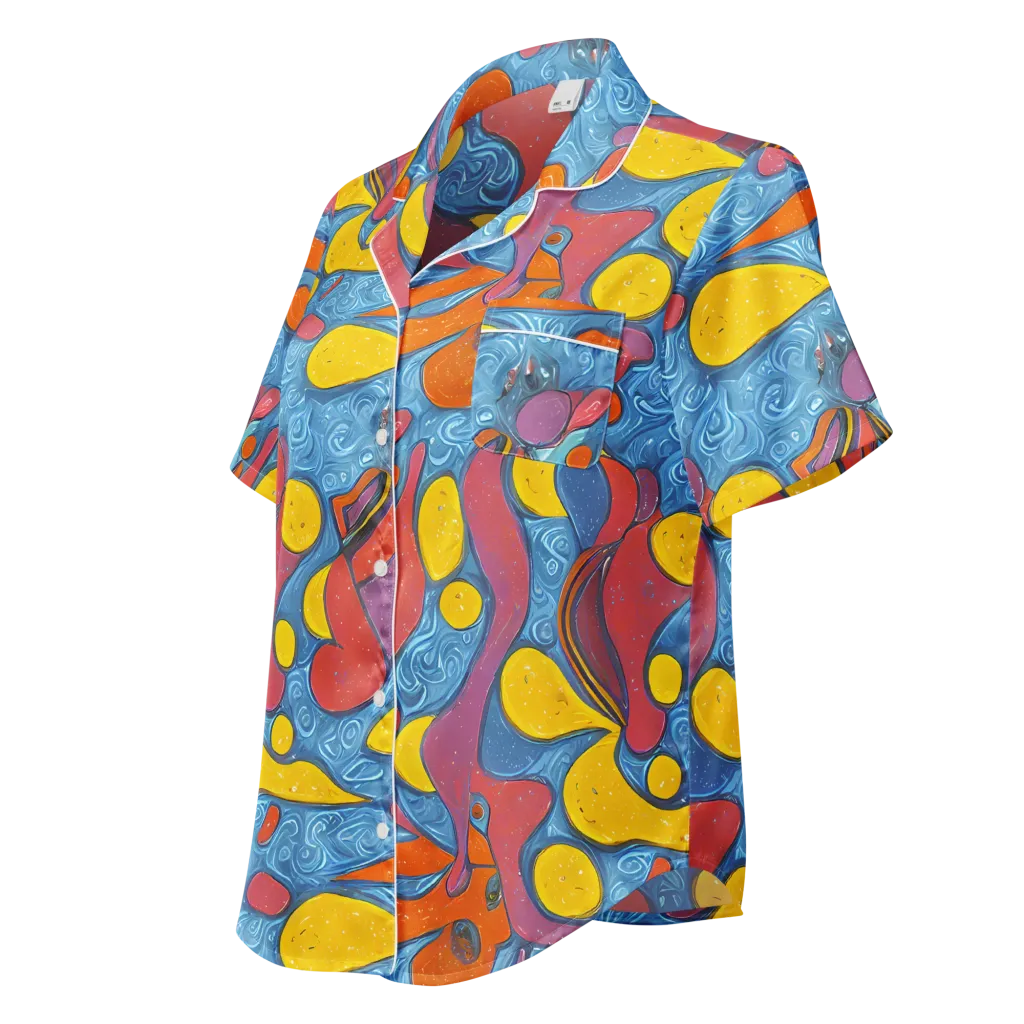 Surreal Splash on Women's Short Sleeve Pajama Top — Left Front