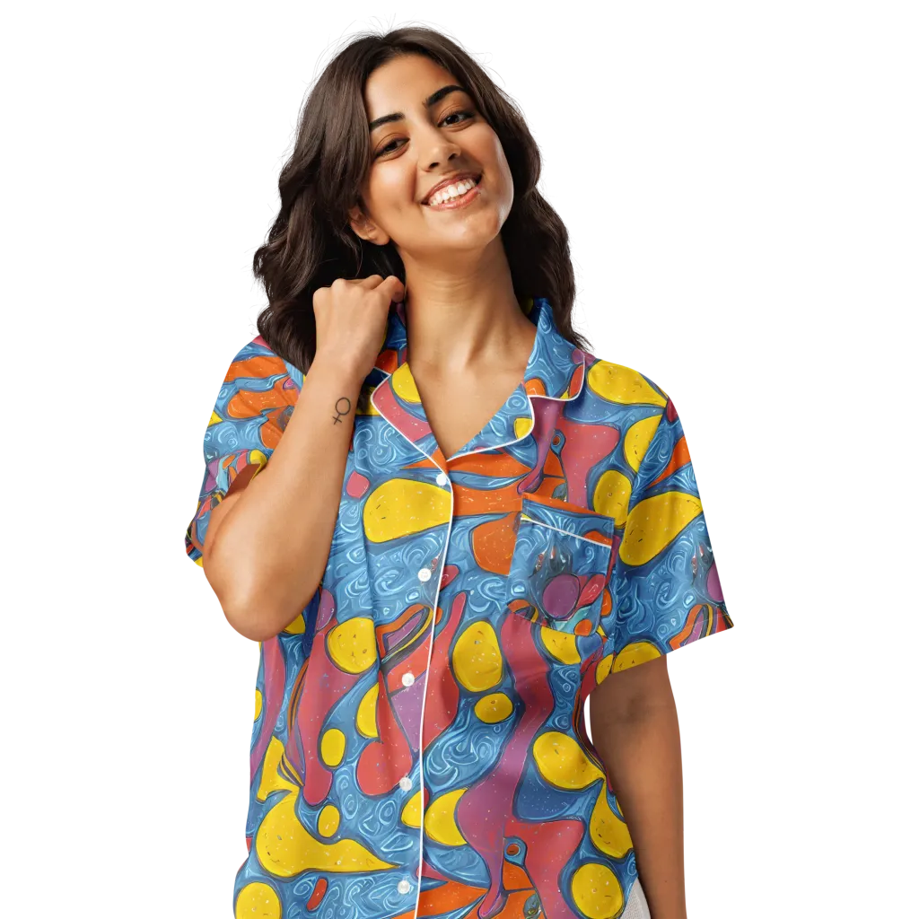 Surreal Splash on Women's Short Sleeve Pajama Top — Front