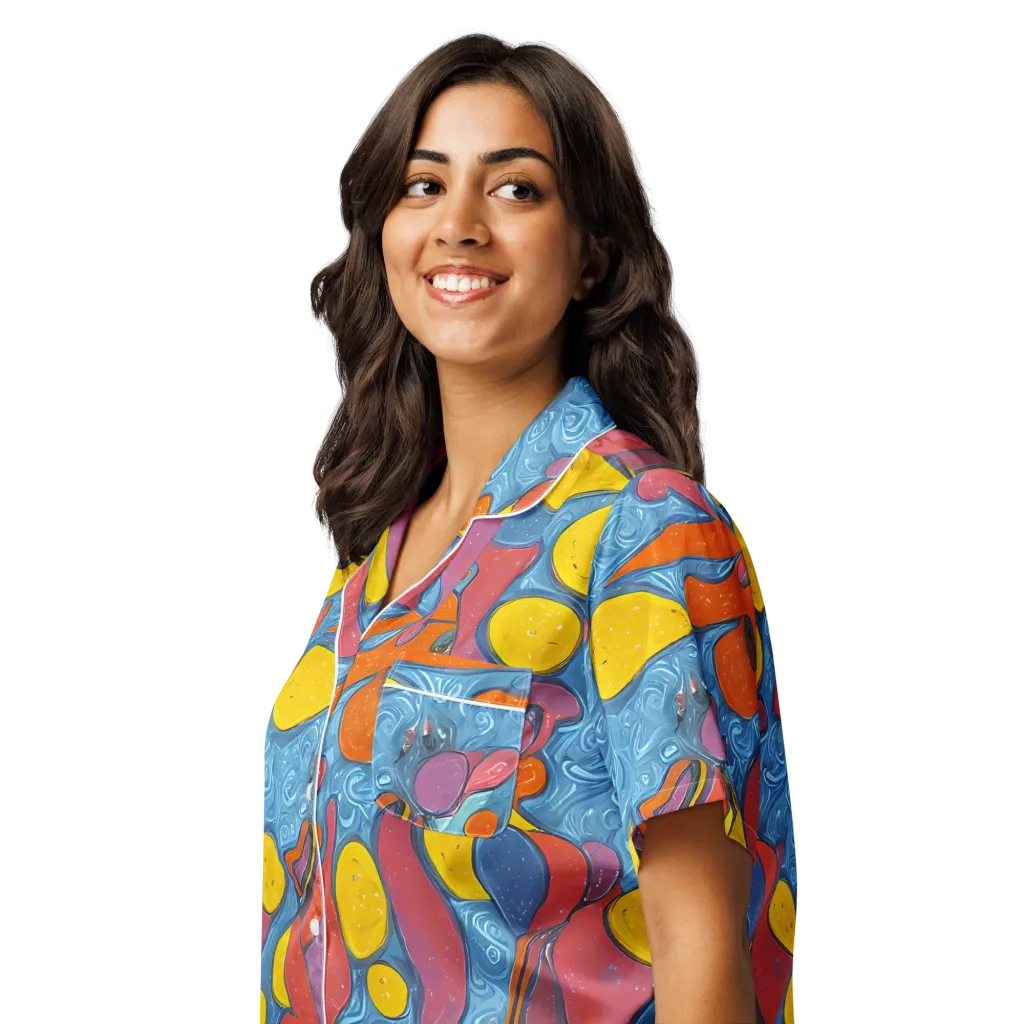 Surreal Splash on Women's Short Sleeve Pajama Top — Left Front