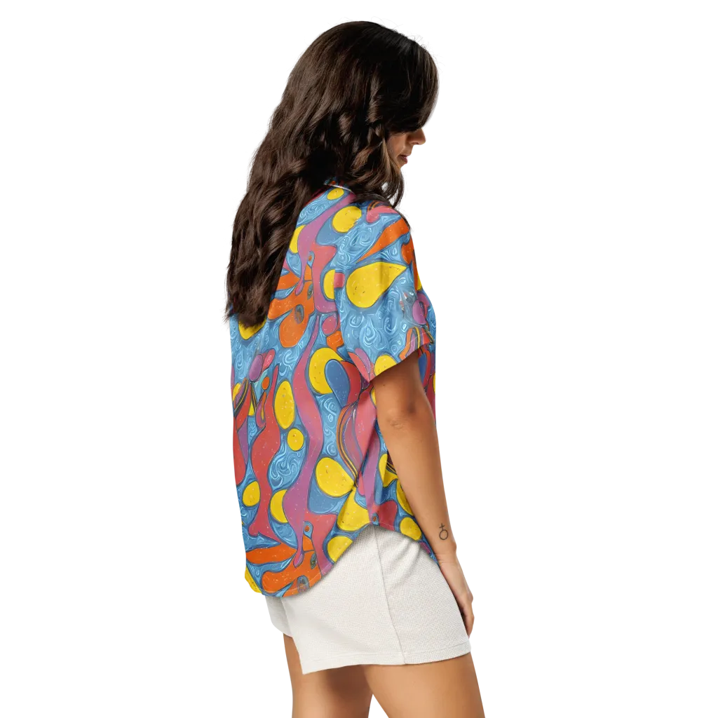 Surreal Splash on Women's Short Sleeve Pajama Top — Right Back