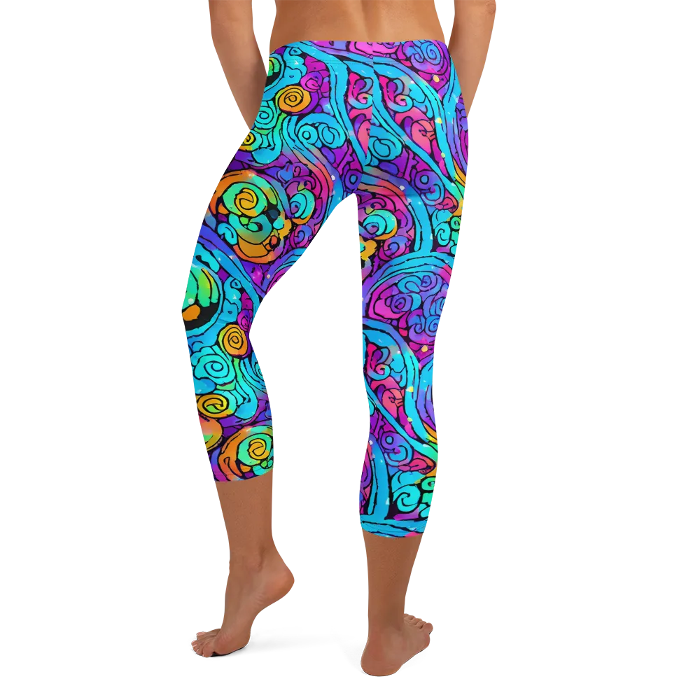 Colorstorm Spirals on Capri Leggings — Back