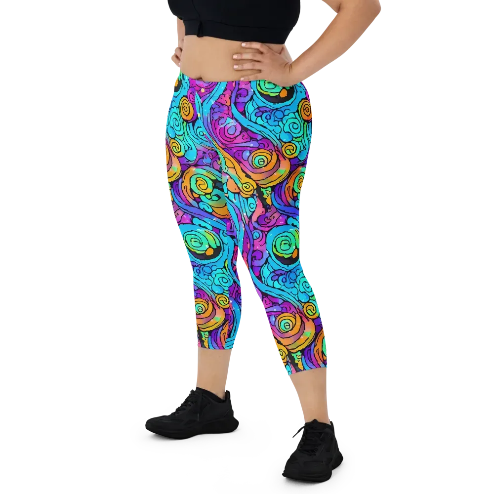 Colorstorm Spirals on Capri Leggings — Front