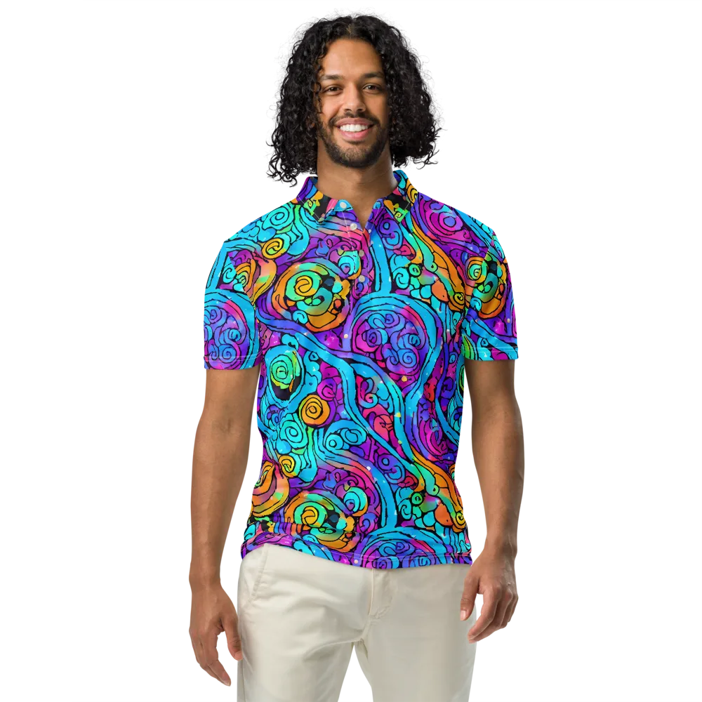 Colorstorm Spirals on Men's Slim Fit Polo Shirt — Front