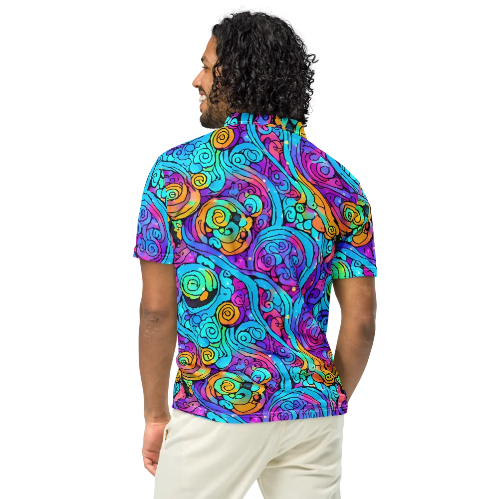 Colorstorm Spirals on Men's Slim Fit Polo Shirt — Back