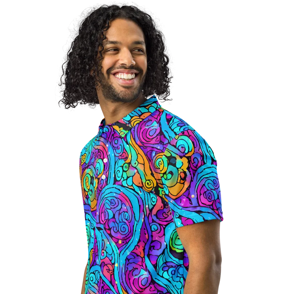 Colorstorm Spirals on Men's Slim Fit Polo Shirt — Left Front