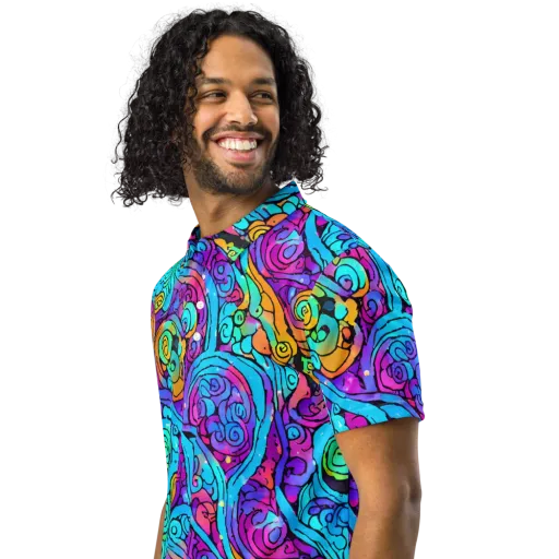 Colorstorm Spirals on a Men's Slim Fit Polo Shirt