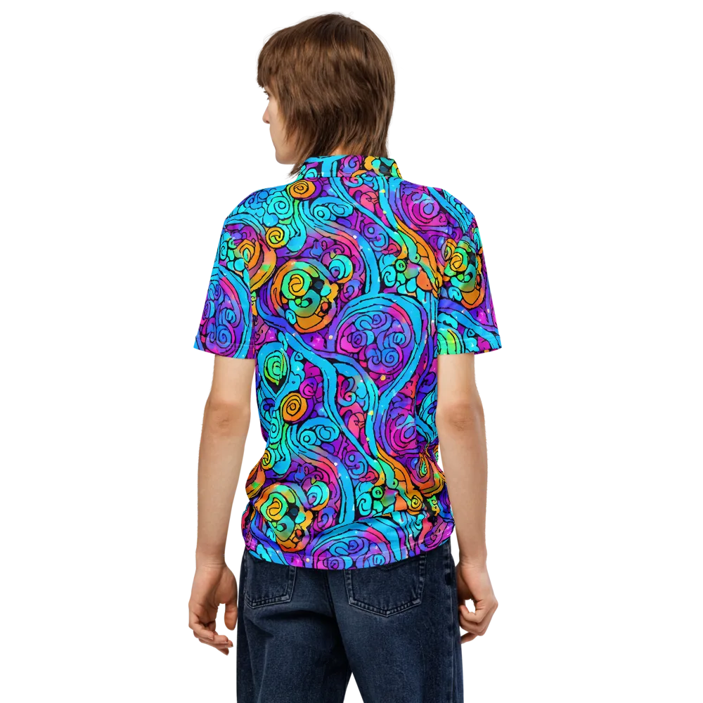 Colorstorm Spirals on Men's Slim Fit Polo Shirt — Back
