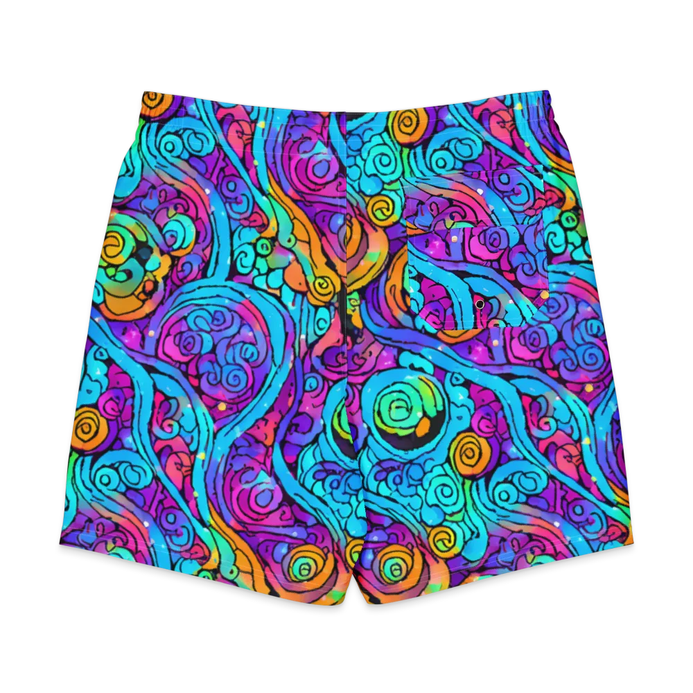 Colorstorm Spirals on Men's Board Shorts — Back