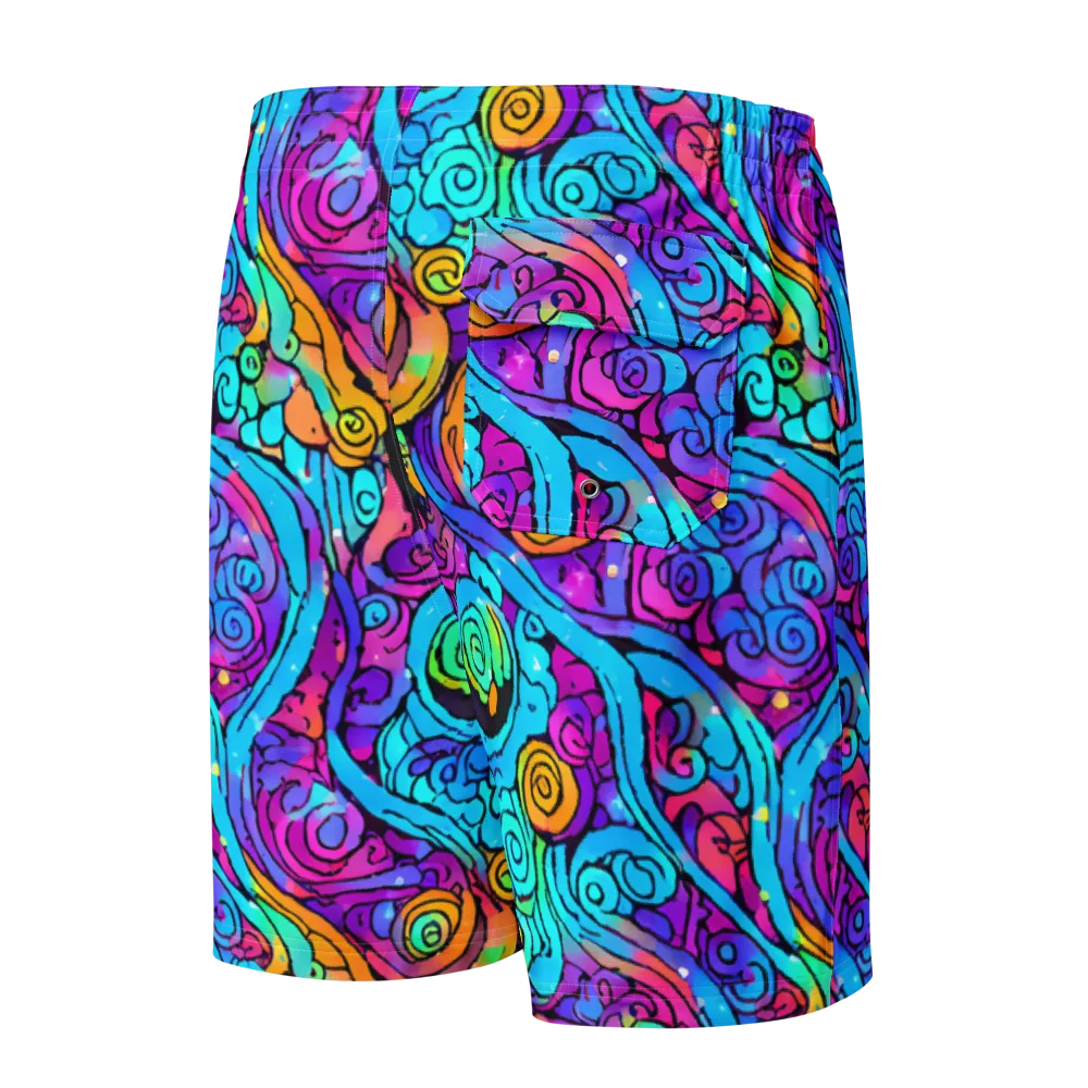 Colorstorm Spirals on Men's Board Shorts — Back