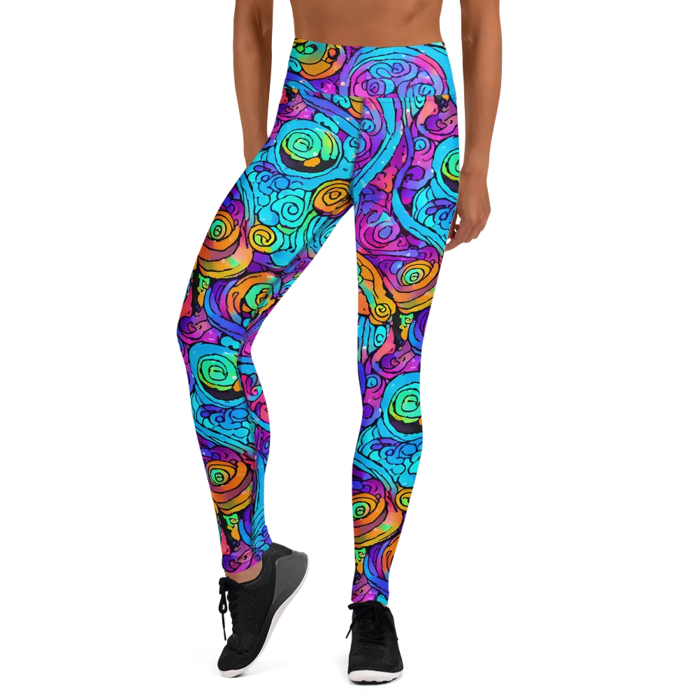 Colorstorm Spirals on Yoga Leggings — Front