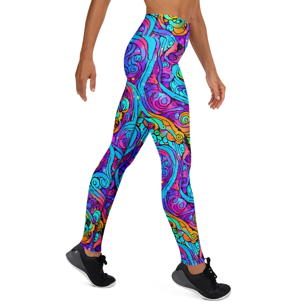 Colorstorm Spirals on Yoga Leggings — Right