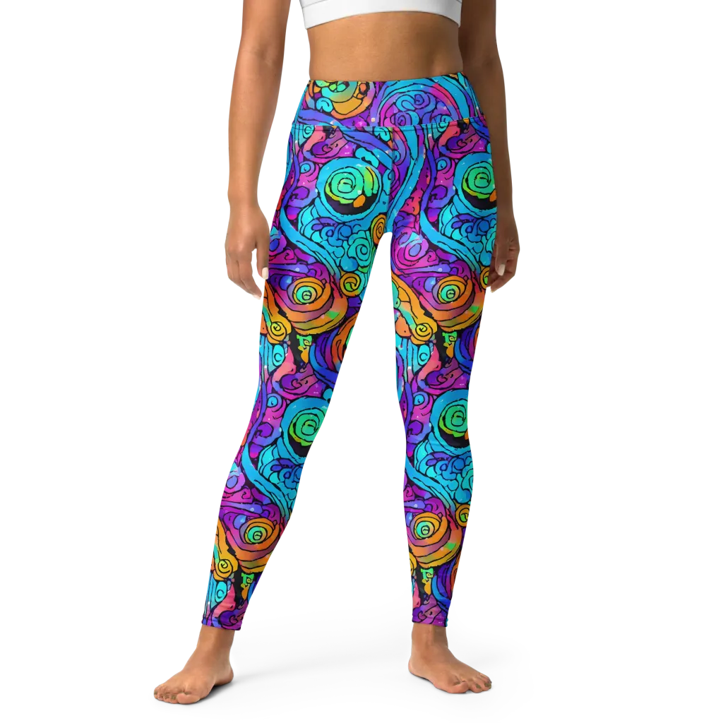 Colorstorm Spirals on Yoga Leggings — Front