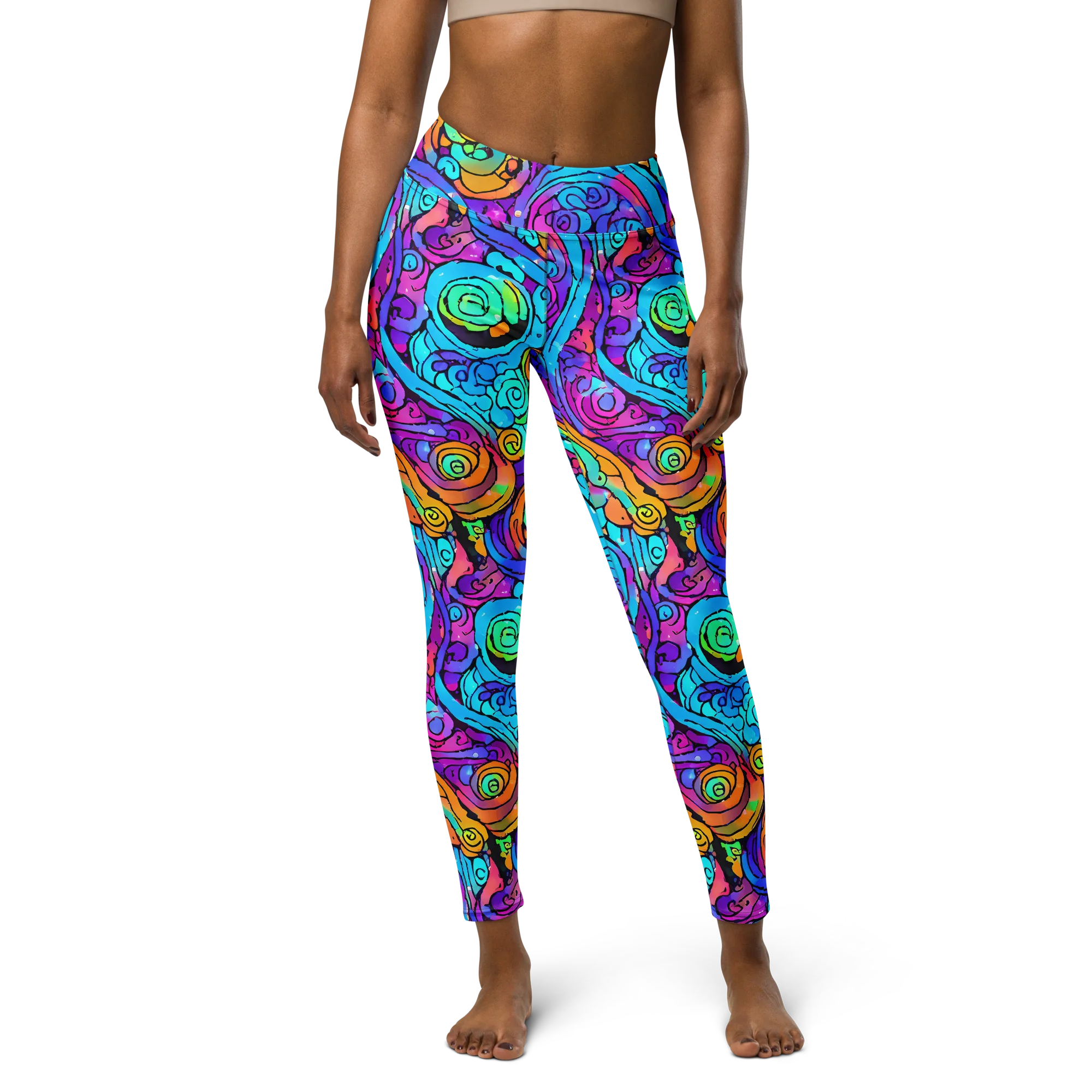 Colorstorm Spirals on Yoga Leggings — Front
