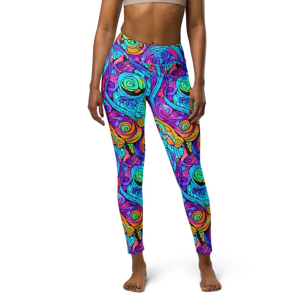 Colorstorm Spirals on Yoga Leggings — Front