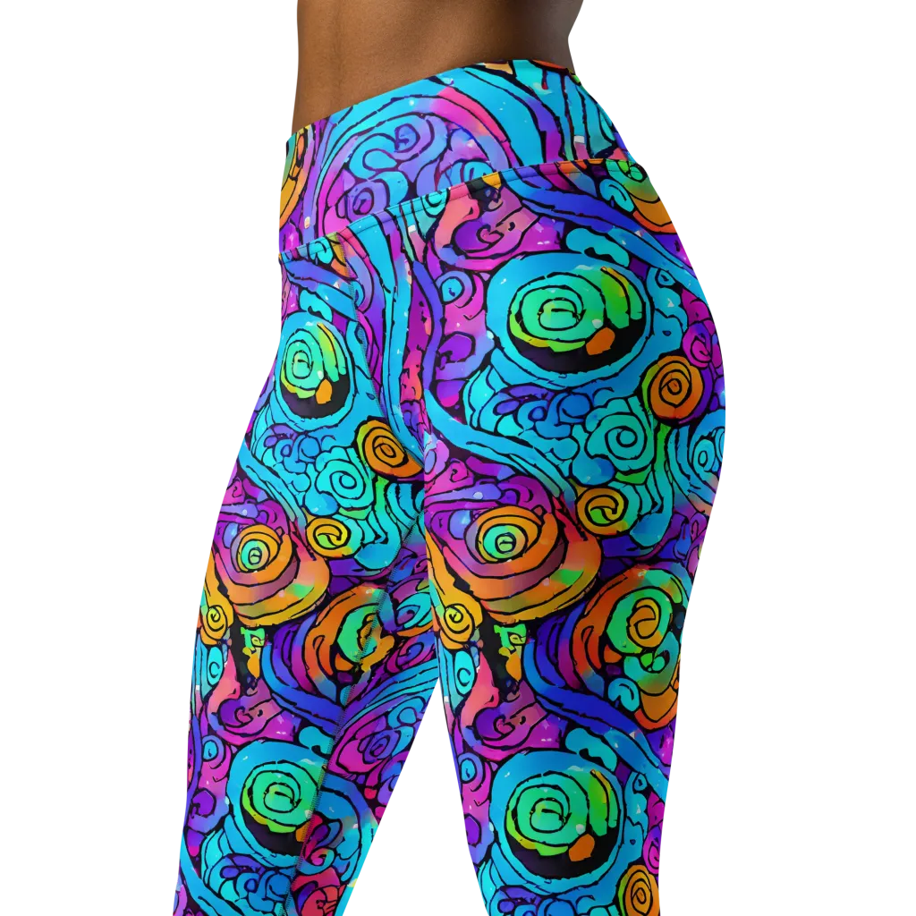 Colorstorm Spirals on Yoga Leggings — Left Front