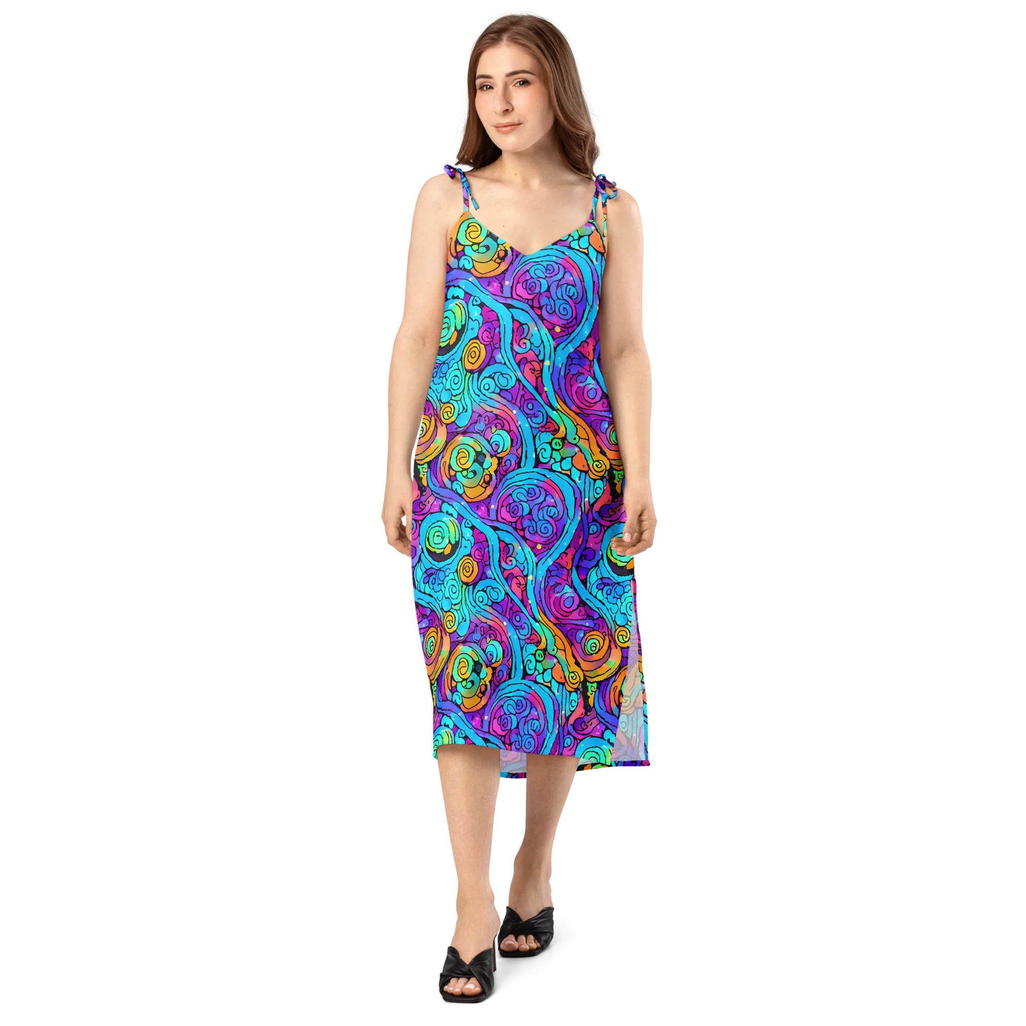 Colorstorm Spirals on Slip Dress — Front