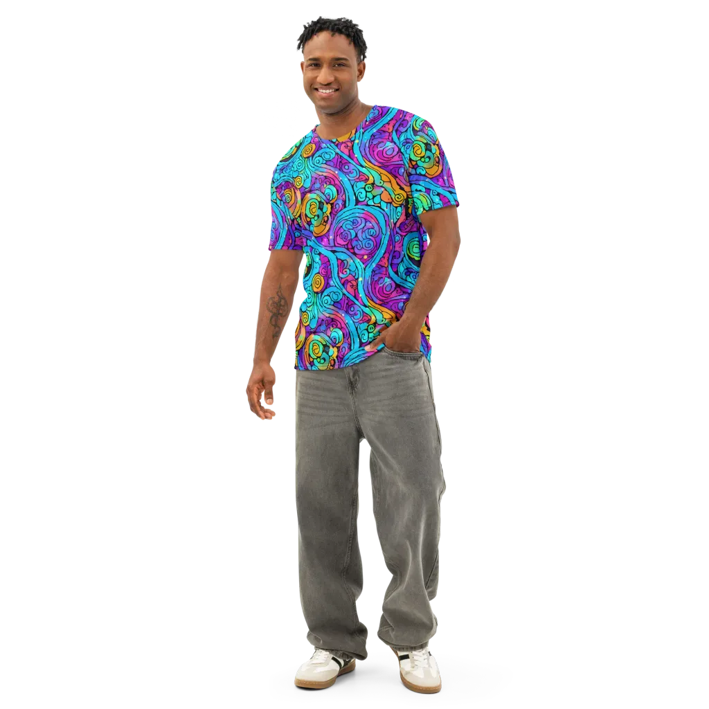 Colorstorm Spirals on Men's Cotton Crew Neck T-Shirt — Front