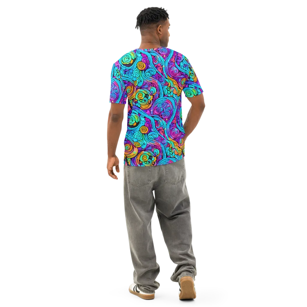 Colorstorm Spirals on Men's Cotton Crew Neck T-Shirt — Back