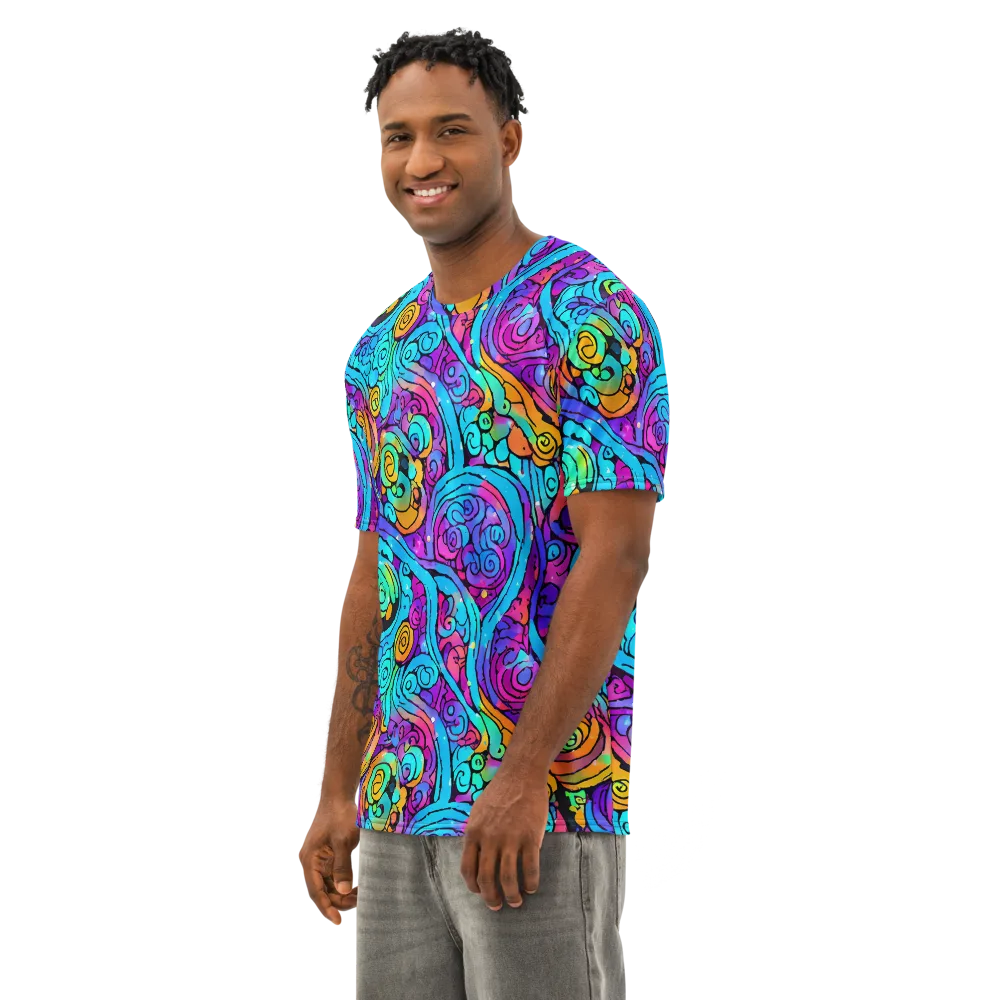 Colorstorm Spirals on Men's Cotton Crew Neck T-Shirt — Left Front