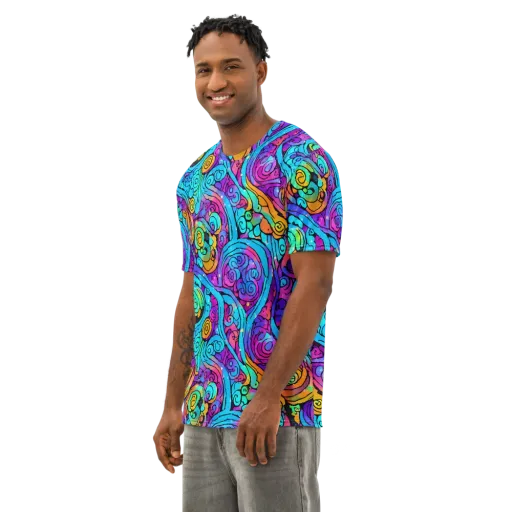 Colorstorm Spirals on a Men's Cotton Crew Neck T-Shirt