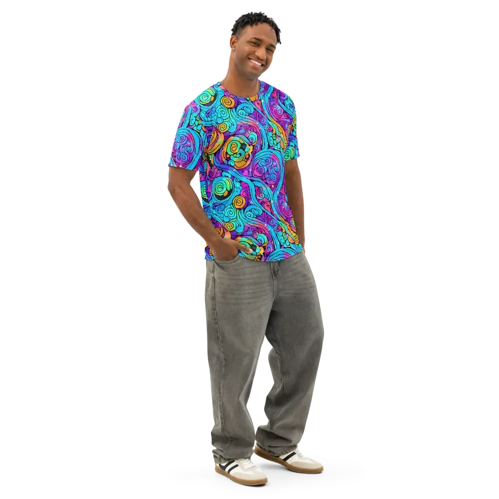 Colorstorm Spirals on Men's Cotton Crew Neck T-Shirt — Right Front