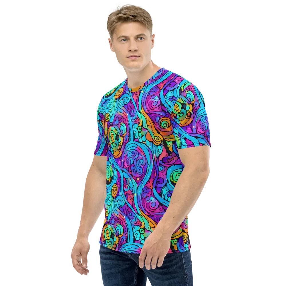 Colorstorm Spirals on Men's Crew Neck T-Shirt — Left