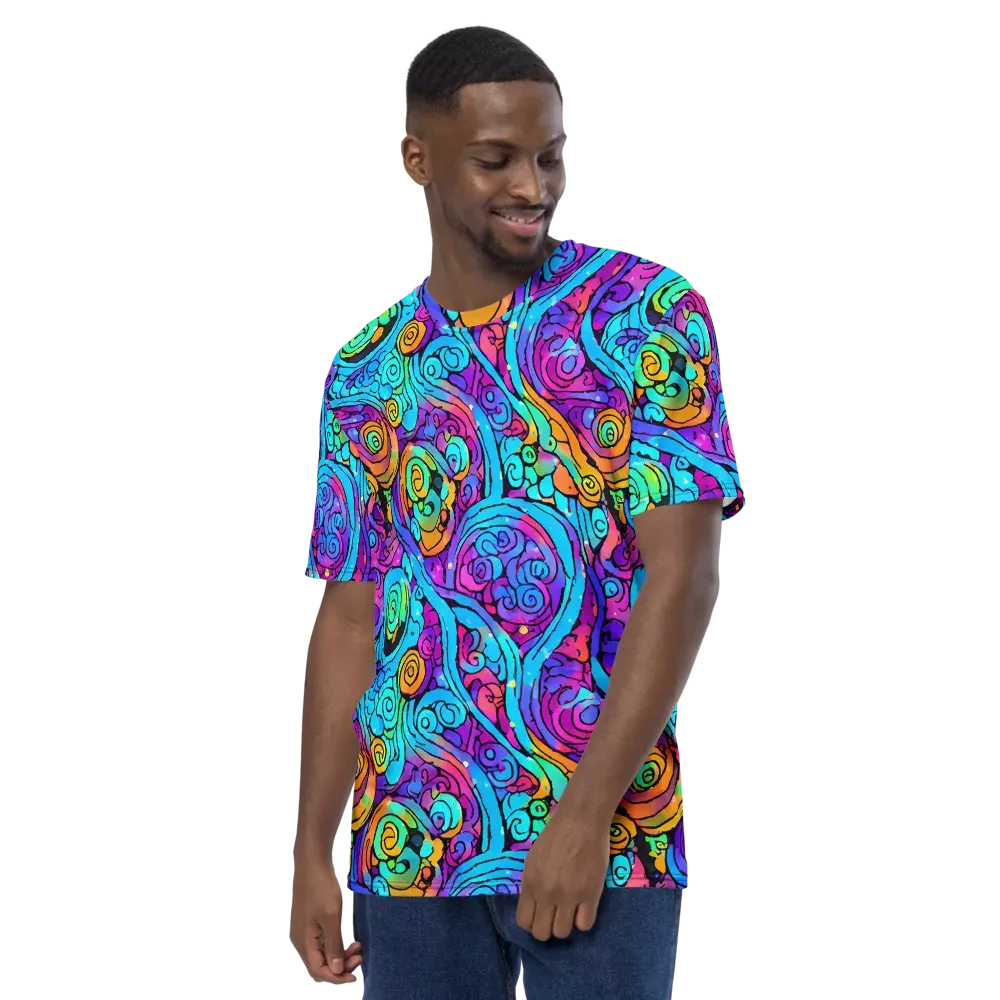 Colorstorm Spirals on Men's Crew Neck T-Shirt — Left