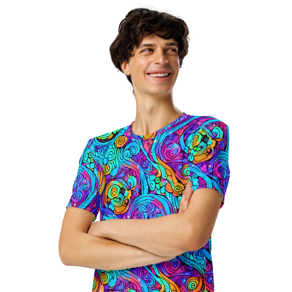 Colorstorm Spirals on Men's Crew Neck T-Shirt — Left Front
