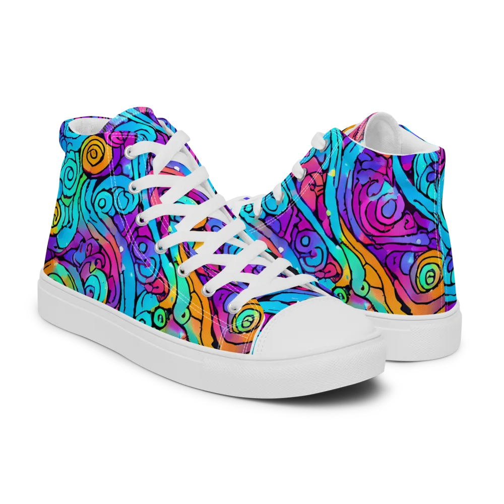 Colorstorm Spirals on Men's High Top Canvas Shoes — Right