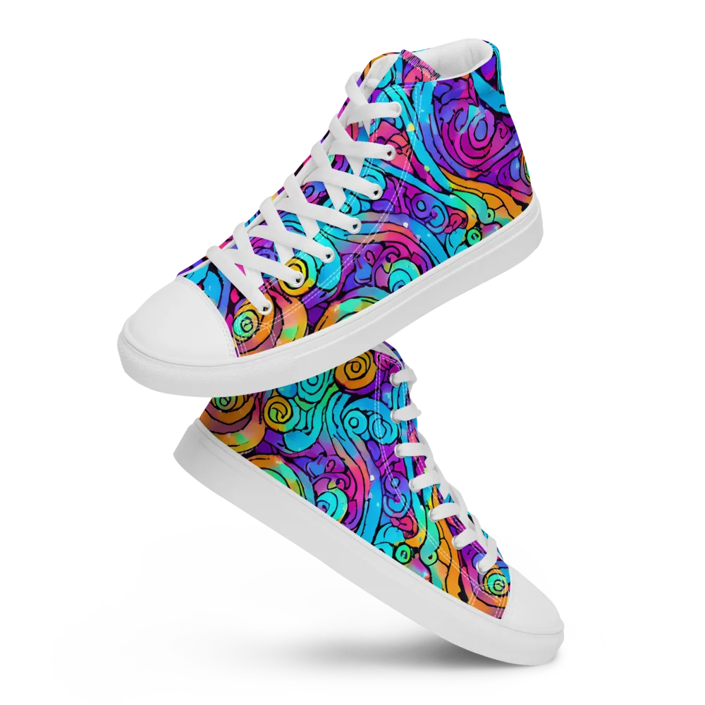 Colorstorm Spirals on Men's High Top Canvas Shoes — Front