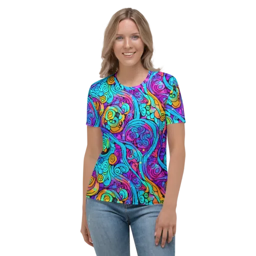 Colorstorm Spirals on a Women's Crew Neck T-Shirt