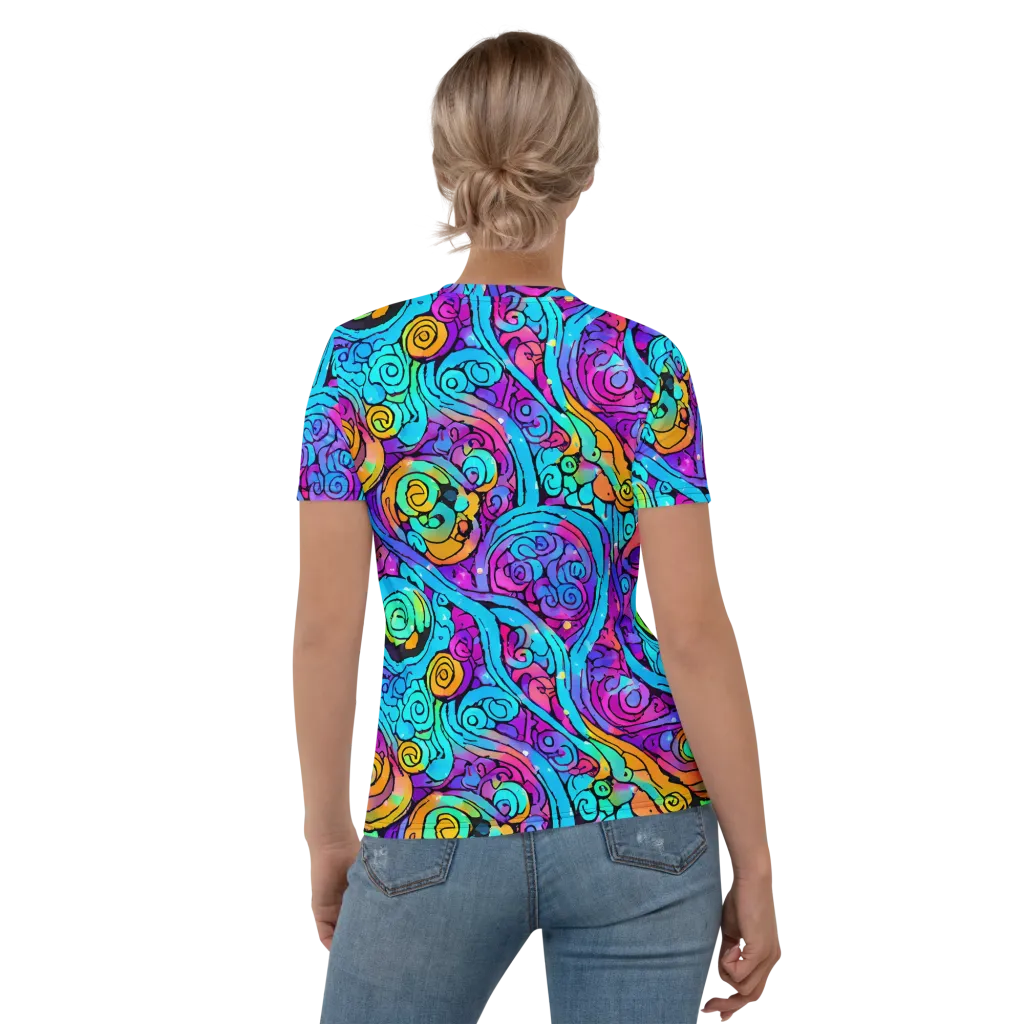 Colorstorm Spirals on Women's Crew Neck T-Shirt — Back