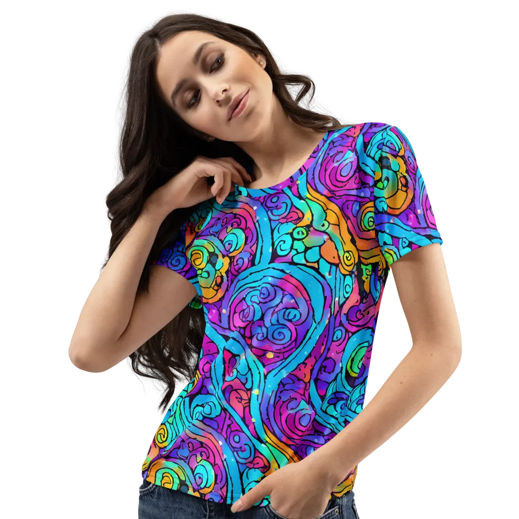 Colorstorm Spirals on Women's Crew Neck T-Shirt — Left Front