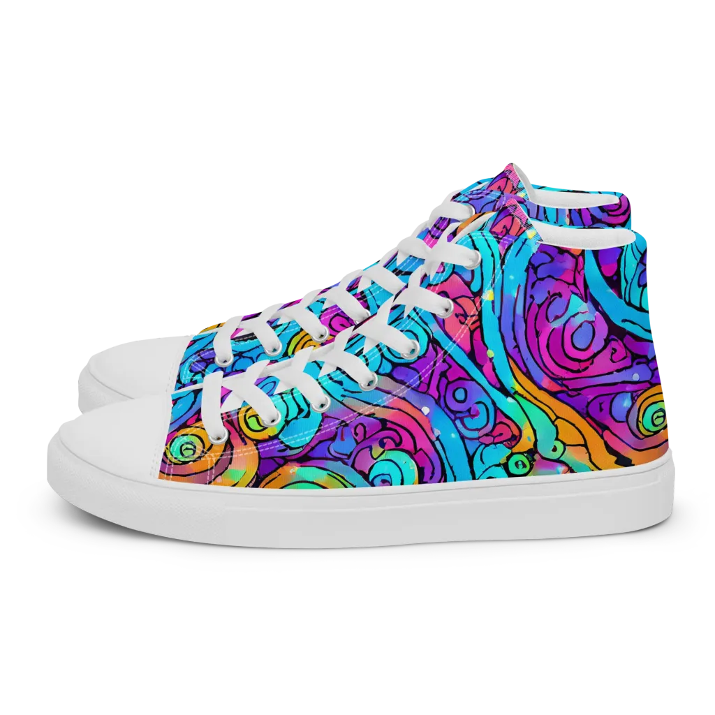 Colorstorm Spirals on Women's High Top Canvas Shoes — Left