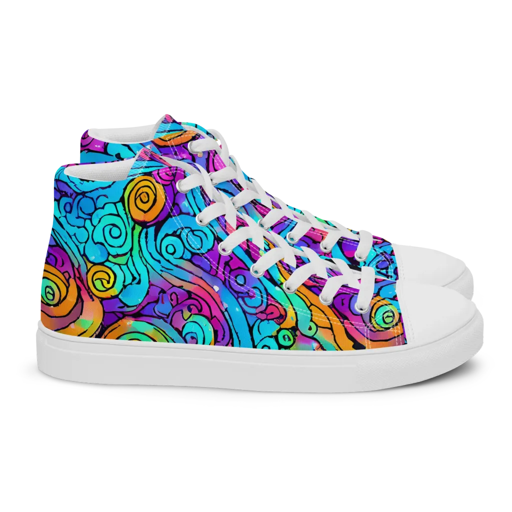 Colorstorm Spirals on Women's High Top Canvas Shoes — Right