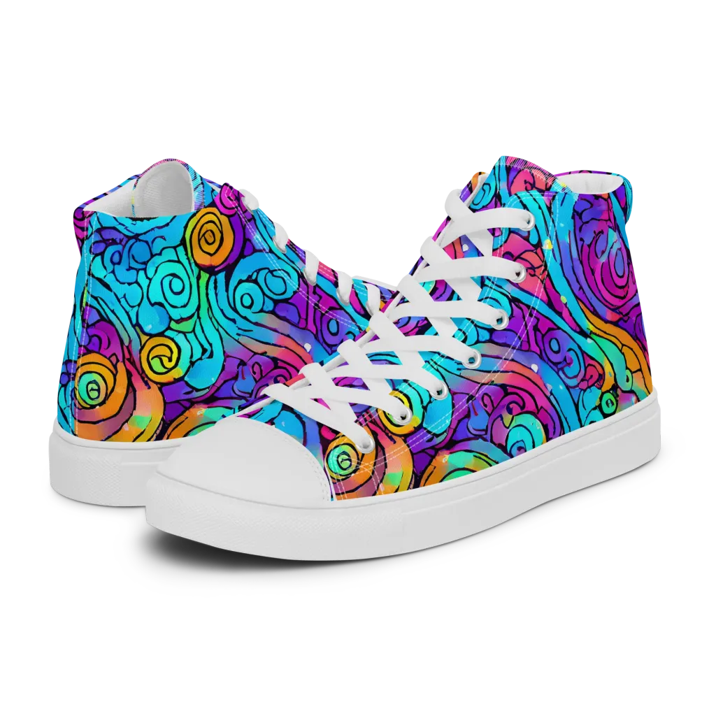 Colorstorm Spirals on Women's High Top Canvas Shoes — Left