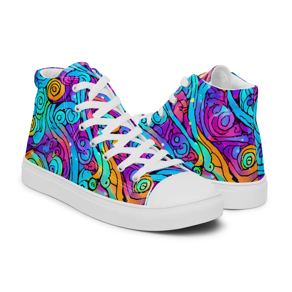 Colorstorm Spirals on Women's High Top Canvas Shoes — Right