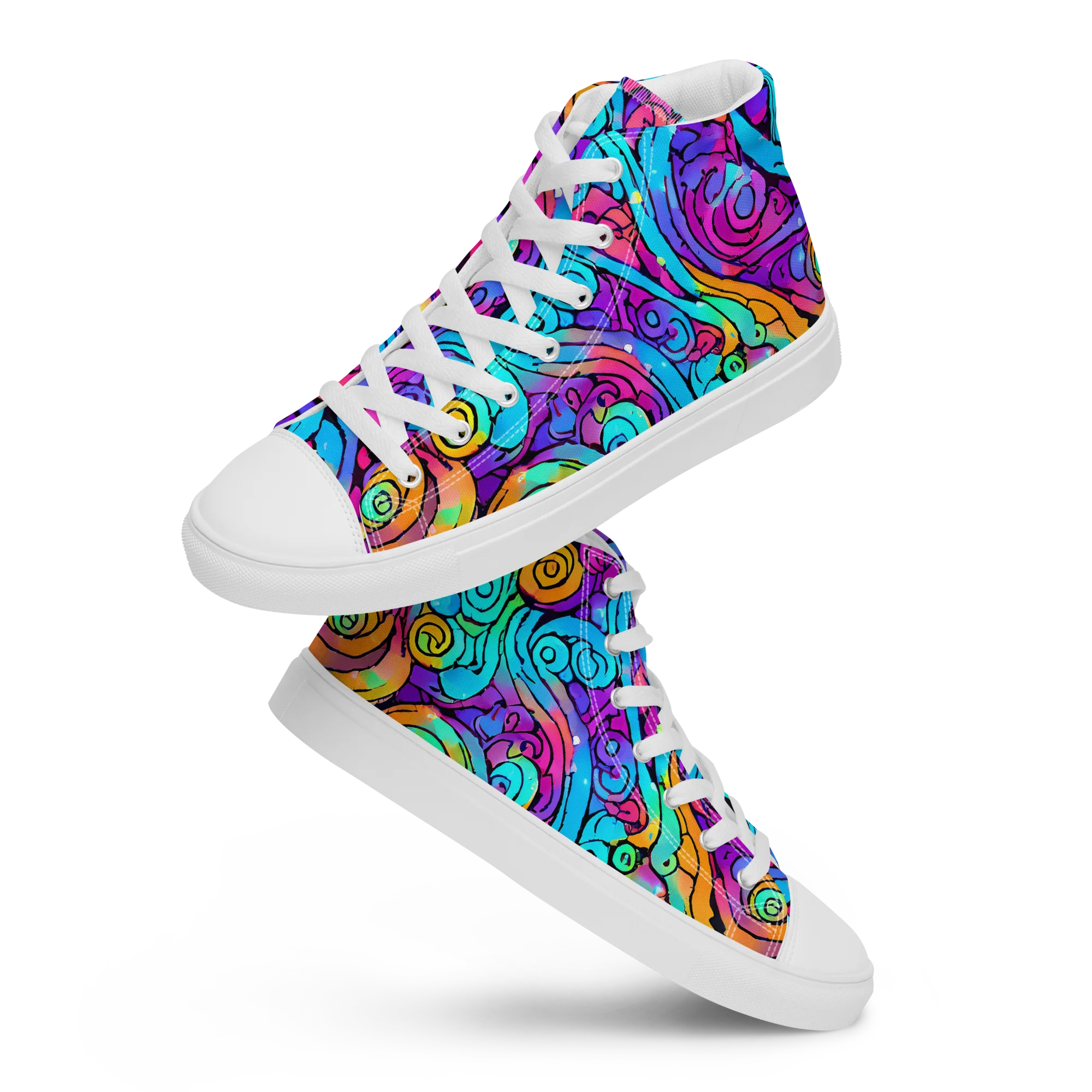 Colorstorm Spirals on Women's High Top Canvas Shoes — Front