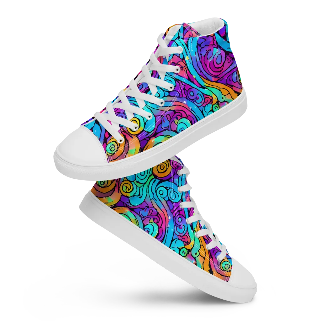Colorstorm Spirals on Women's High Top Canvas Shoes — Front