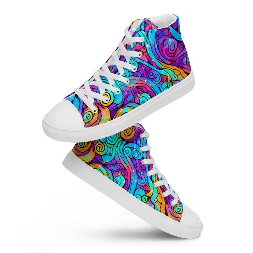 Colorstorm Spirals on a Women's High Top Canvas Shoes