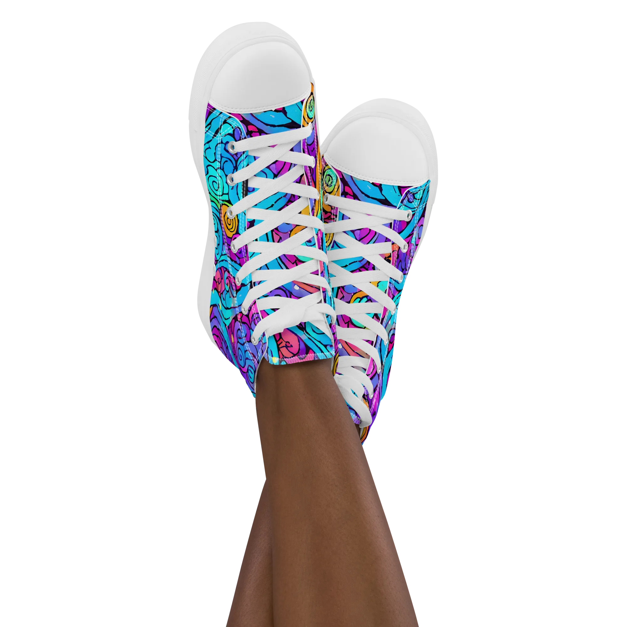 Colorstorm Spirals on Women's High Top Canvas Shoes — Front