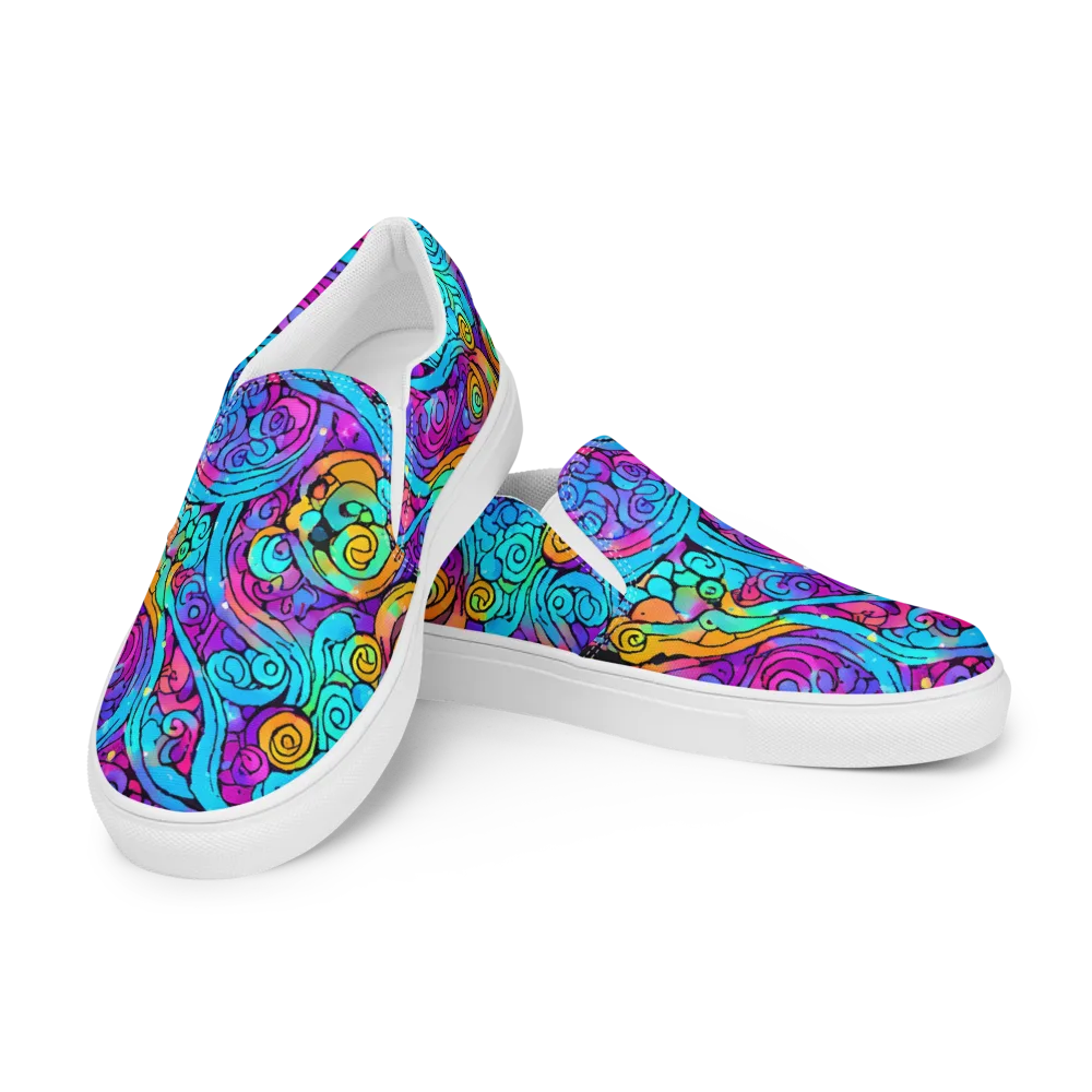 Colorstorm Spirals on Men's Slip-On Canvas Shoes — Left Front