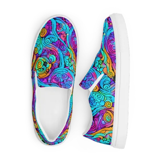 Colorstorm Spirals on a Men's Slip-On Canvas Shoes